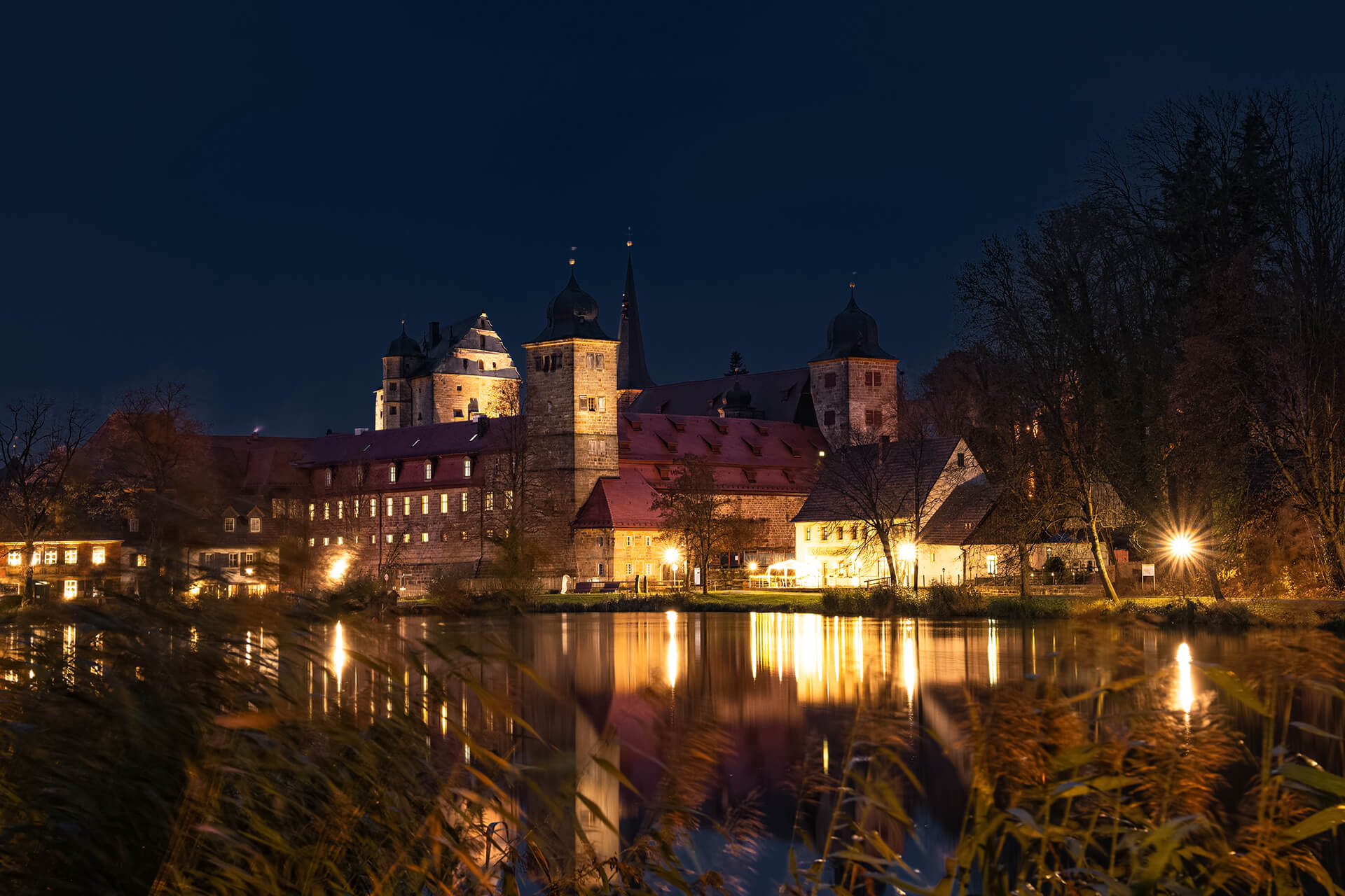 Thurnau Schloss Teich Nacht Langzeitbelichtung Oberfranken